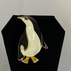 Vintage Black & White Penguin Brooch